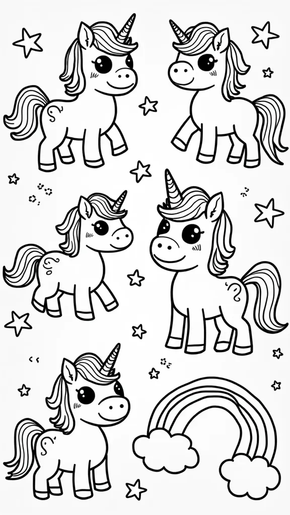 Lindas páginas para colorear de unicornio